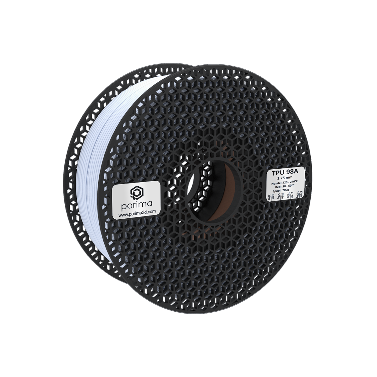 Filament TPU 98A Porima 1 kg (elastyczny) — Czarny (RAL 9005)